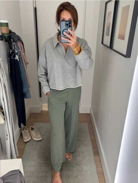 Vuori Sedona Cropped Polo Sweatshirt Heather Gray - Picture 10 of 10